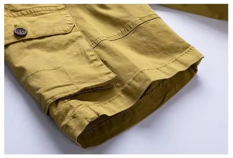 Men Summer Cargo Shorts Casual Tool Shorts High Quality Man Summer Military Multi Pocket Pants Loose Cargo Pants No belts 38