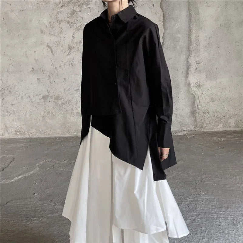 Women Skirts Gothic Irregular Skirts Pants Women High Waist White Black Long Skirts Female Pleated Skirts Culottes Women Clothes