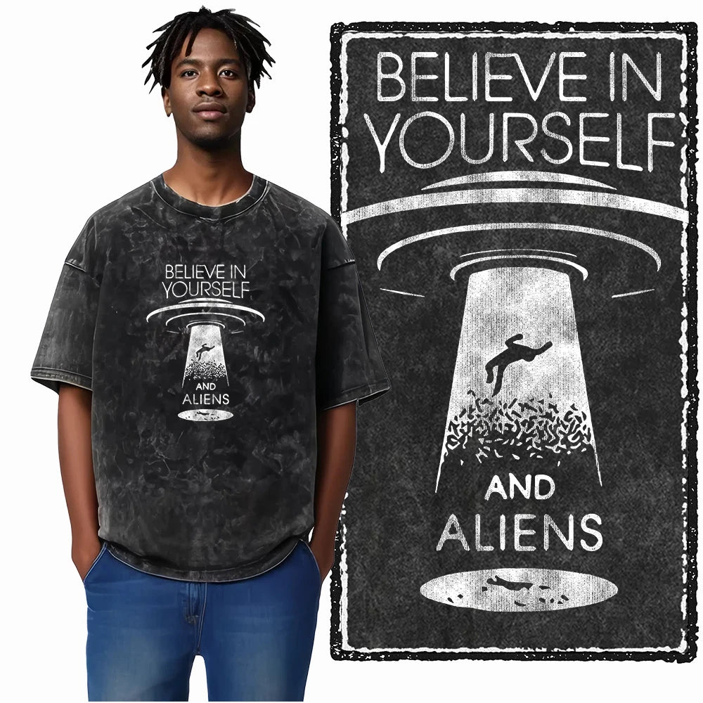 SA ASTRONAUT SPACE THEMES Printed Cotton Acid Washed Graphic Unisex T Shirt Cool Streetwear Men Tshirts Big Size Tee for men