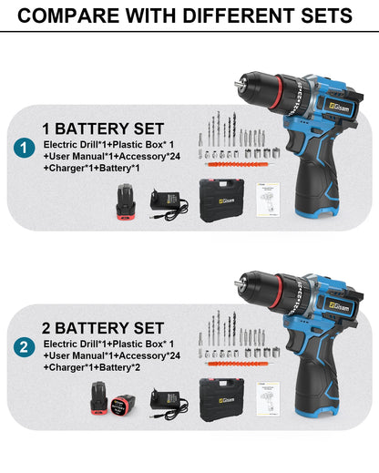 Gisam 95NM Brushless Electric Impact Drill 25+3 Torque 3 in 1 Cordless Electric Screwdriver Portable Power Tools For Home Woodwo