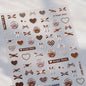 5D Cute Rabbit Love Heart Peach Blossom Flower Yellow Nail Art Stickers Bowknot DIY Self Adhesive Rhinestone Manicure Decals
