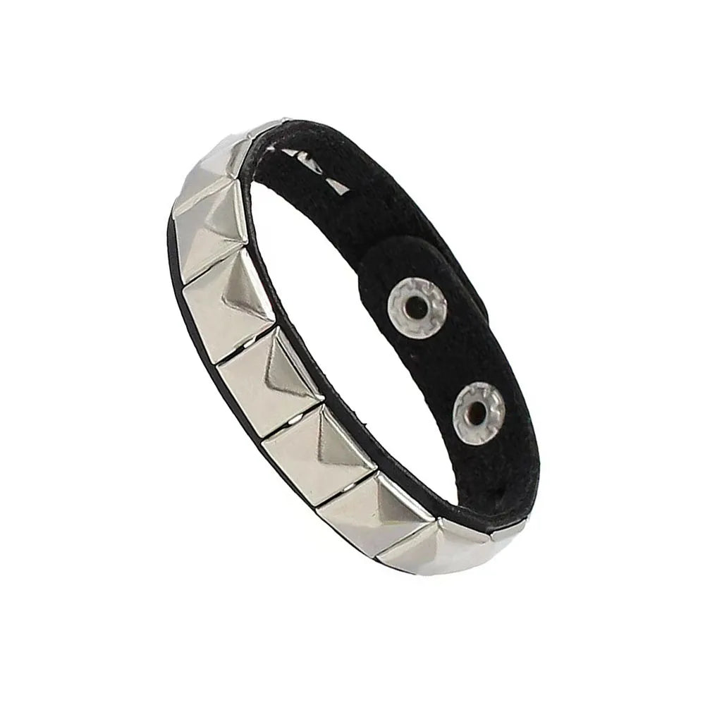 New Punk Dark PU Bracelet For Women Men Hip Hop Rock Chain Multi Layered Bracelet Trend Retro Gothic Jewelry Dancer Accessories