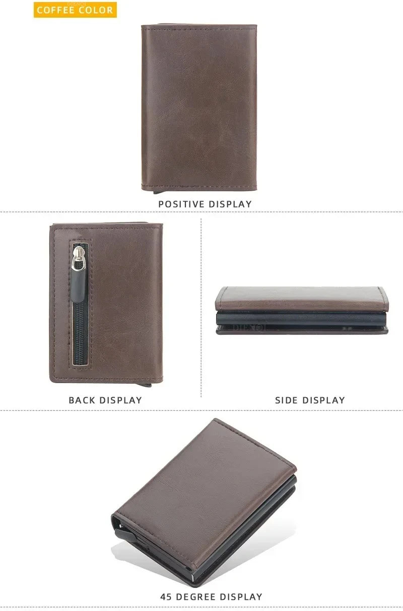Pop Up Credit Card Holder Wallets Men Slim Rfid Blocking CardHolder Wallet for Men Card Money Bag Purse PU Leather Short Wallets