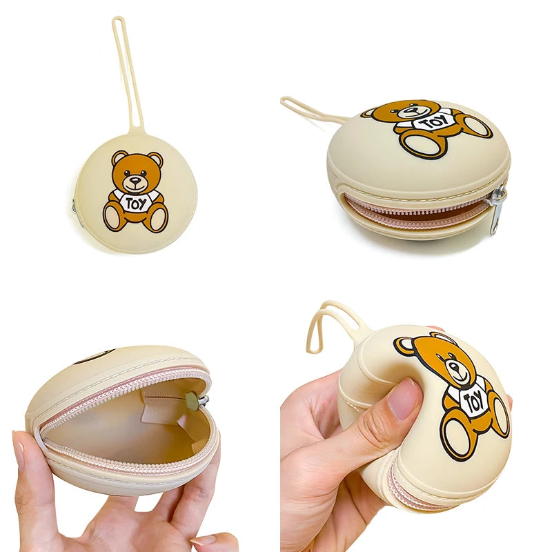 Cartoon Silicone Nipple Storage Bag  Kids Pacifier Holder Portable Silicone  Food-Grade Pendant DIY Accessories Baby Toy Gift