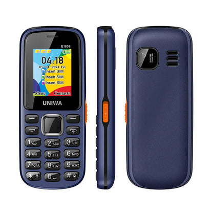 UNIWA E1808 2GKeypad Feature Phone 1.77” Push Button 800mAh Telephone for Senior Elder Wireless Radio GSM Bluetooth Mobile Phone