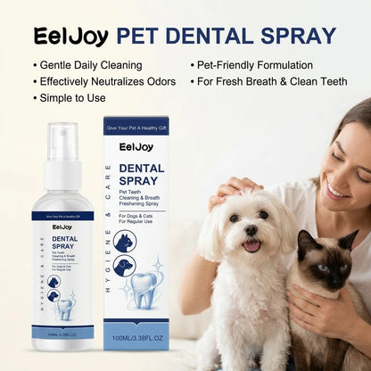 Pet Dental Care Spray Remoce Plaque & Tartar Buildup Reduce Odor Soothe Inflamed Sensitive Gums No Brushing Teeth Cleaning Spray