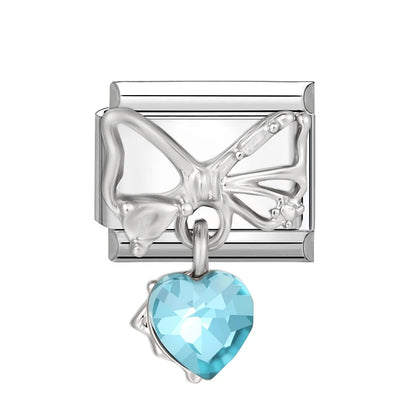 Shiny Zircon Stars Heart Bow Knot Butterfly Italian Charm Links Fit 9mm Stainless Steel Bracelet Women Jewelry DIY Making Gifts