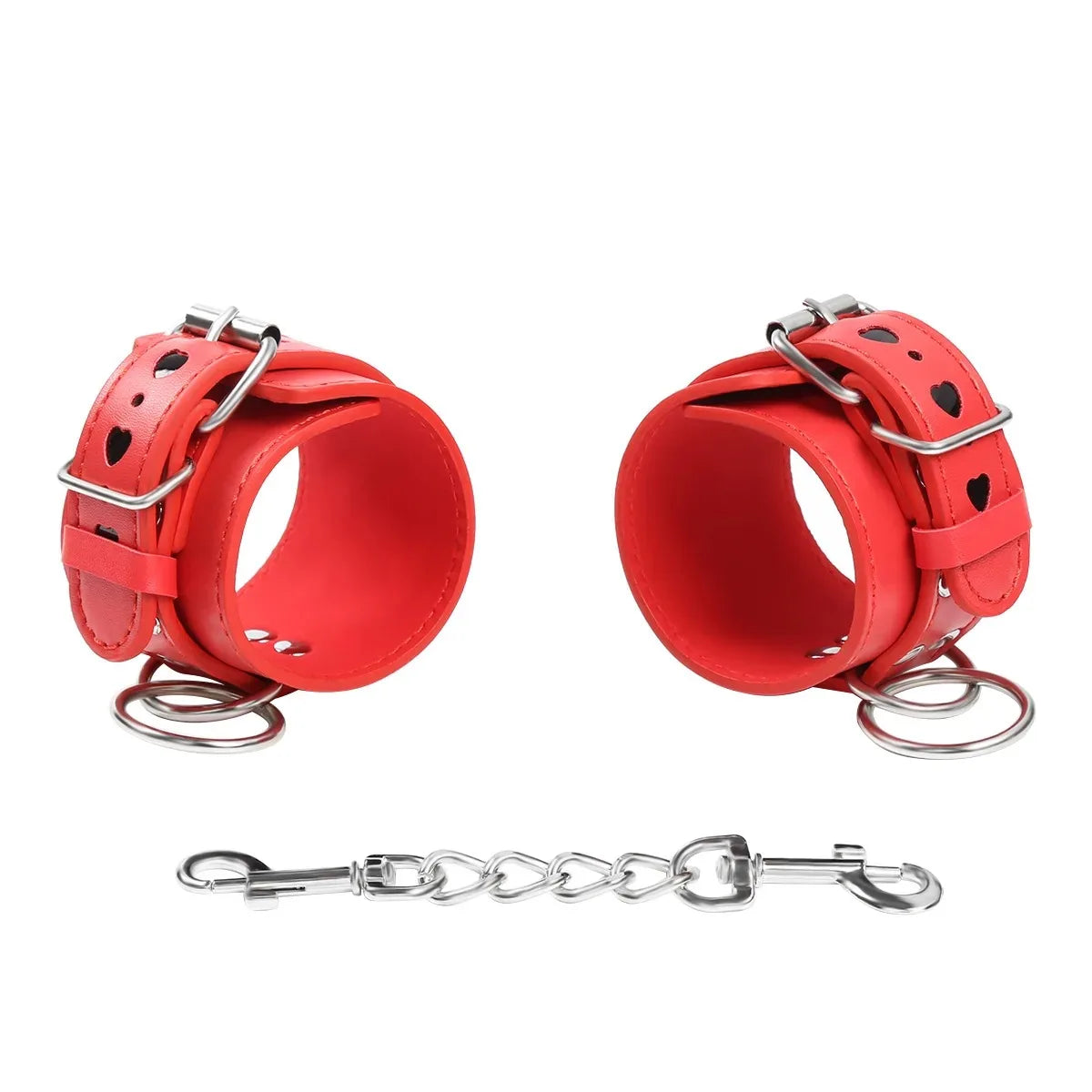 Detachable Heart Shape PU Leather Bondage Cuffs for Wrist And Ankle Adult Fetish BDSM Toy for Couples Men Women