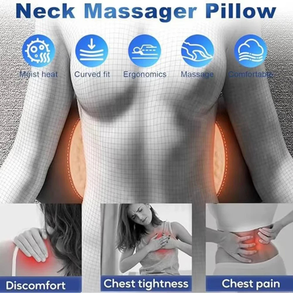 NEW 3-in-1 Back Massager Heat Vibration for Back Pain Relief Herniated Disc Stretch Support Traction Lower Back Massage Pillow