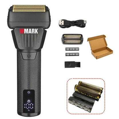 WMARK NG-7982 Professional Hair Trimmer for Man 9000RPM Titanium Coated Floating Double Blade Mesh Men's Shaver Equipped Blades