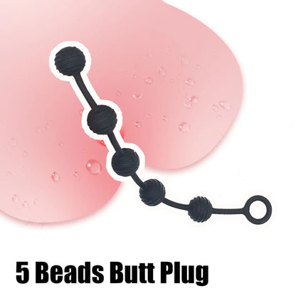 Beginner Silicone Small Anal Beads Butt Plug Ball Pull Ring Anal Stimulator Ass Butt Beads G Spot Anus Masturbation Erotic Goods