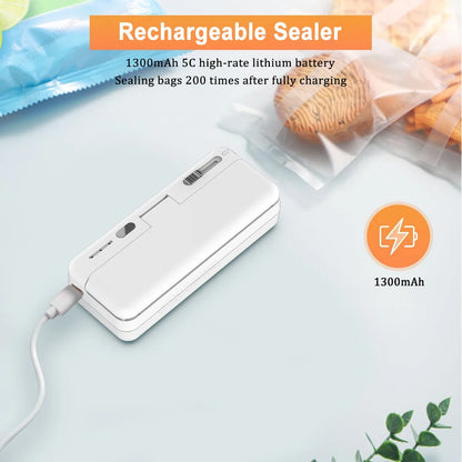 Mini sandarinimo aparatas „2in1“ plastikinių maišelių sandarinimo mašina Nešiojamas maisto pakuočių maišelių sandariklis USB įkraunamas rankinis plastikinių maišelių terminio sandarinimo aparatas