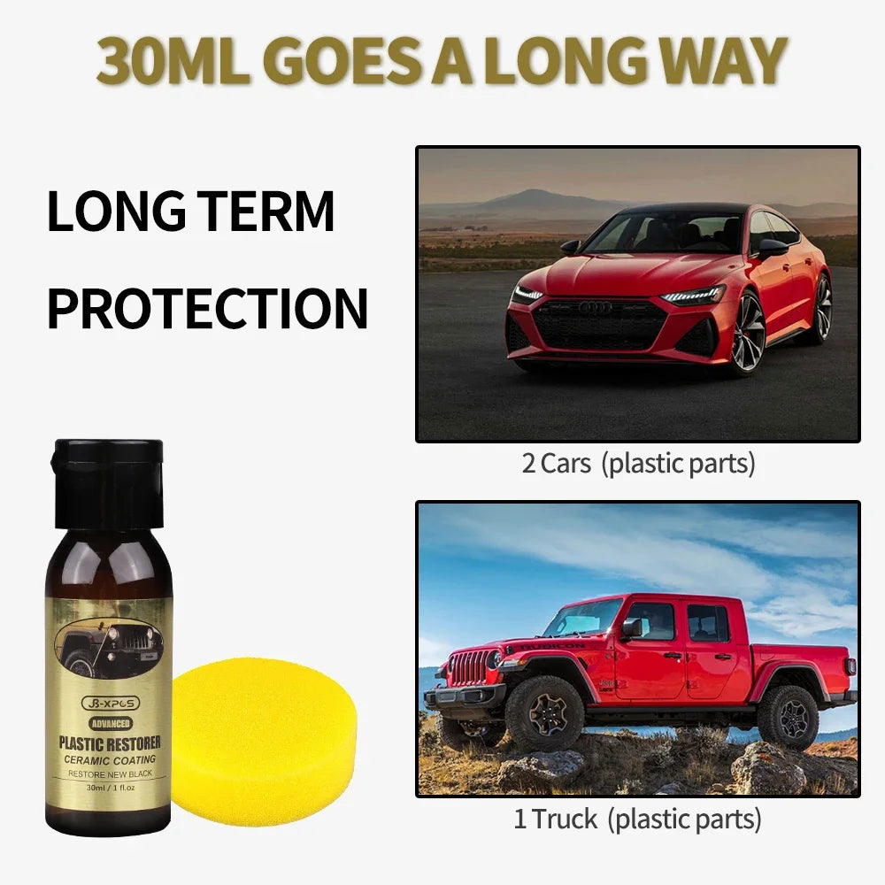 Car Plastic Restorer Ceramic Coating 2-3 Years Long-Lasting Protect Whitening Black Shine Plastic Trim & Rubber Care Product