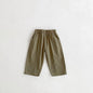 Toddler Girl Cotton Pleated Harem Pants 1-6Y Kids Boys Solid Color Casual Roll Up Trousers Comfy Elastic Waist Kids Bottoms