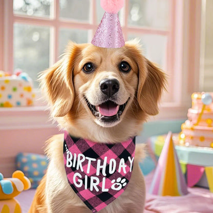 4pcs Dog Birthday Party Supplies, Birthday Boy Dog Bandana, Dog Birthday Hat with Numbers for Medium Large Dogs Pets