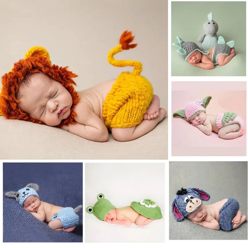 Newborn Photography Props New Born Baby Crochet Knit Costume Accessories Infant Photo Shoot Clothes Newborn Shooting