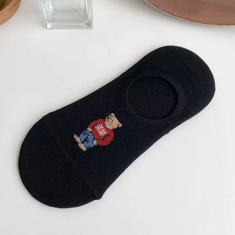 Good Quality Cartoon Gentleman Bear Men's Socks Cotton Harajuku Style Sport Boys Skateboard Novelty Breathable  Christmas Gifts