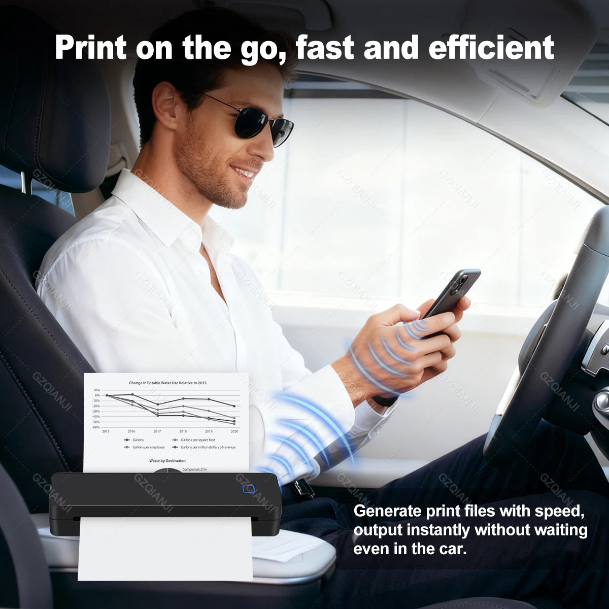Mini Portable A4 Thermal Printer Bluetooth-compatible Photo PDF Printing Machine Folded Rolls Paper for Office Home Travel