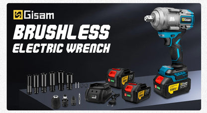 Gisam 2000N.M Brushless Electric Impact Wrench 1/2 inch Cordless Screwdriver Drill 3Gear Electric Wrench Power Tool For Makita 18V Battery Pin