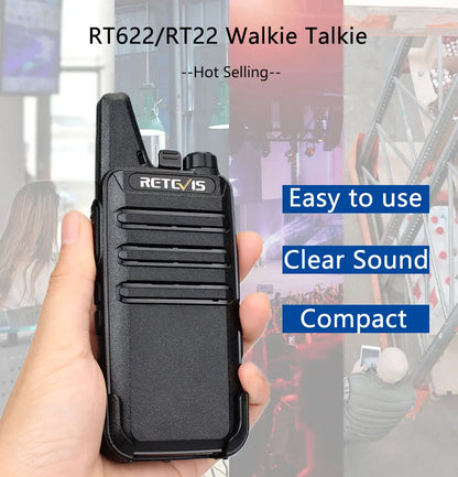 Retevis RT622 Mini Walkie Talkie 2pcs PMR446 Portable Two-way Radio PTT Walkie Talkies Communication Radio for Restaurant Hotel