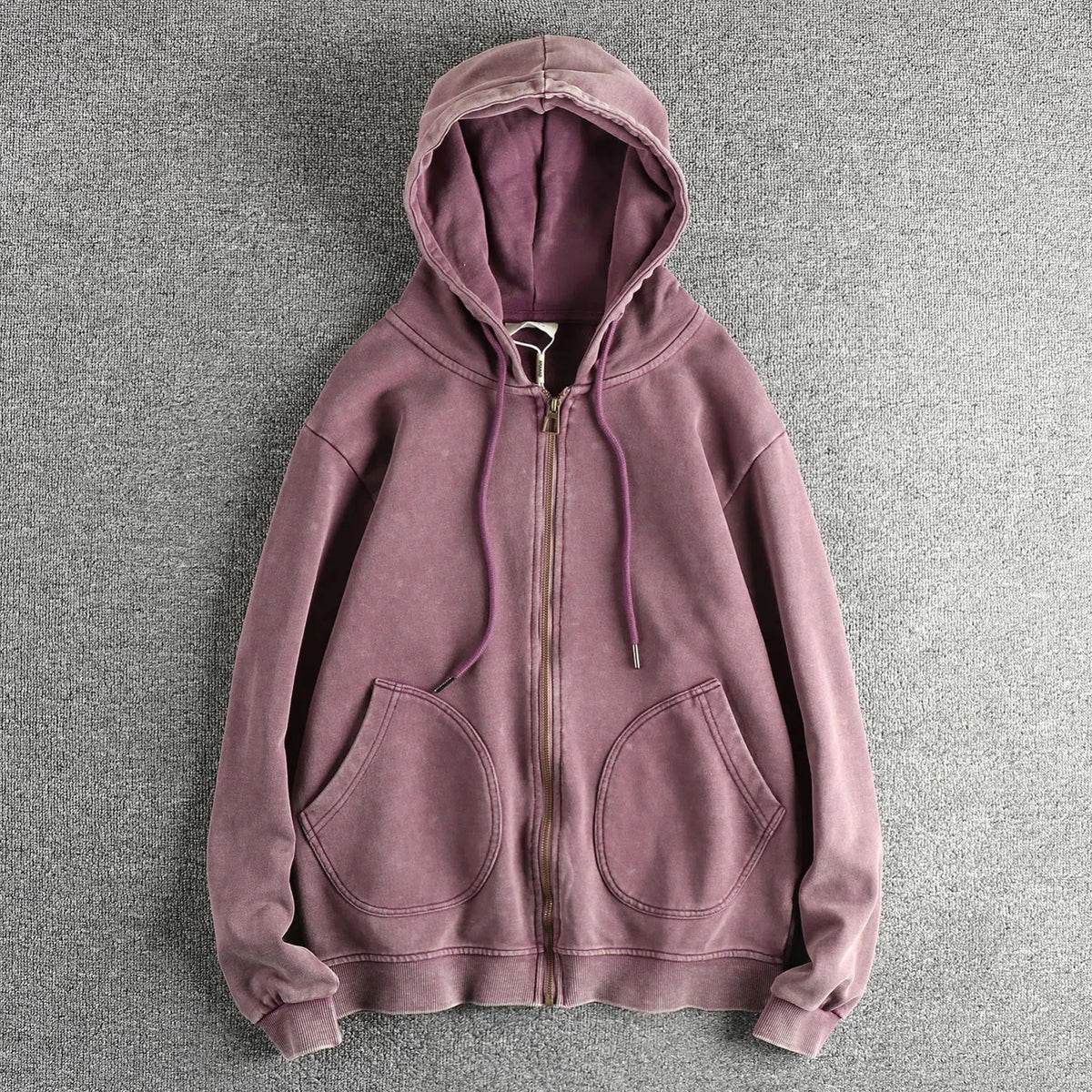 Heavy wash vintage high street trend hoodie men's chunky wool cotton comfort cardigan coat
