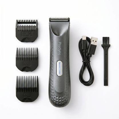 Electric Trimmer for Men's Groin Hair: Versatile Body Groomer and Waterproof Pubic Hair Trimmer with Replaceable Ceramic Blade