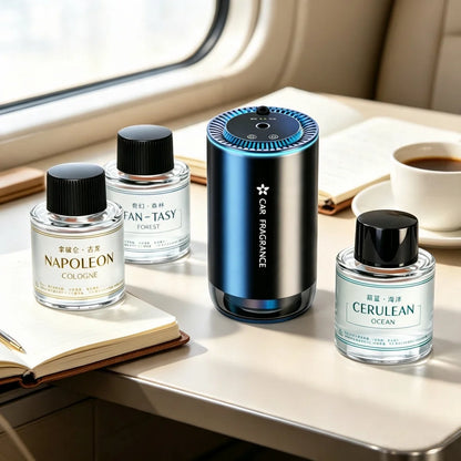 Smart Car Aroma Diffuser Set with 3 Bottles Essential Oils, Rechargeable Automatic Spray Car Air Freshener, Intelligent Car Perfume Aromatherapy Machine for Car & Home