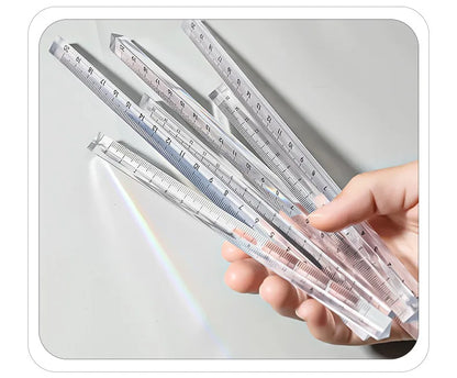 15cm /20 Cm Simple Transparent Triangular Straight Ruler Kawaii Tools Stationery Cartoon Drawing Gift Office School Measuring