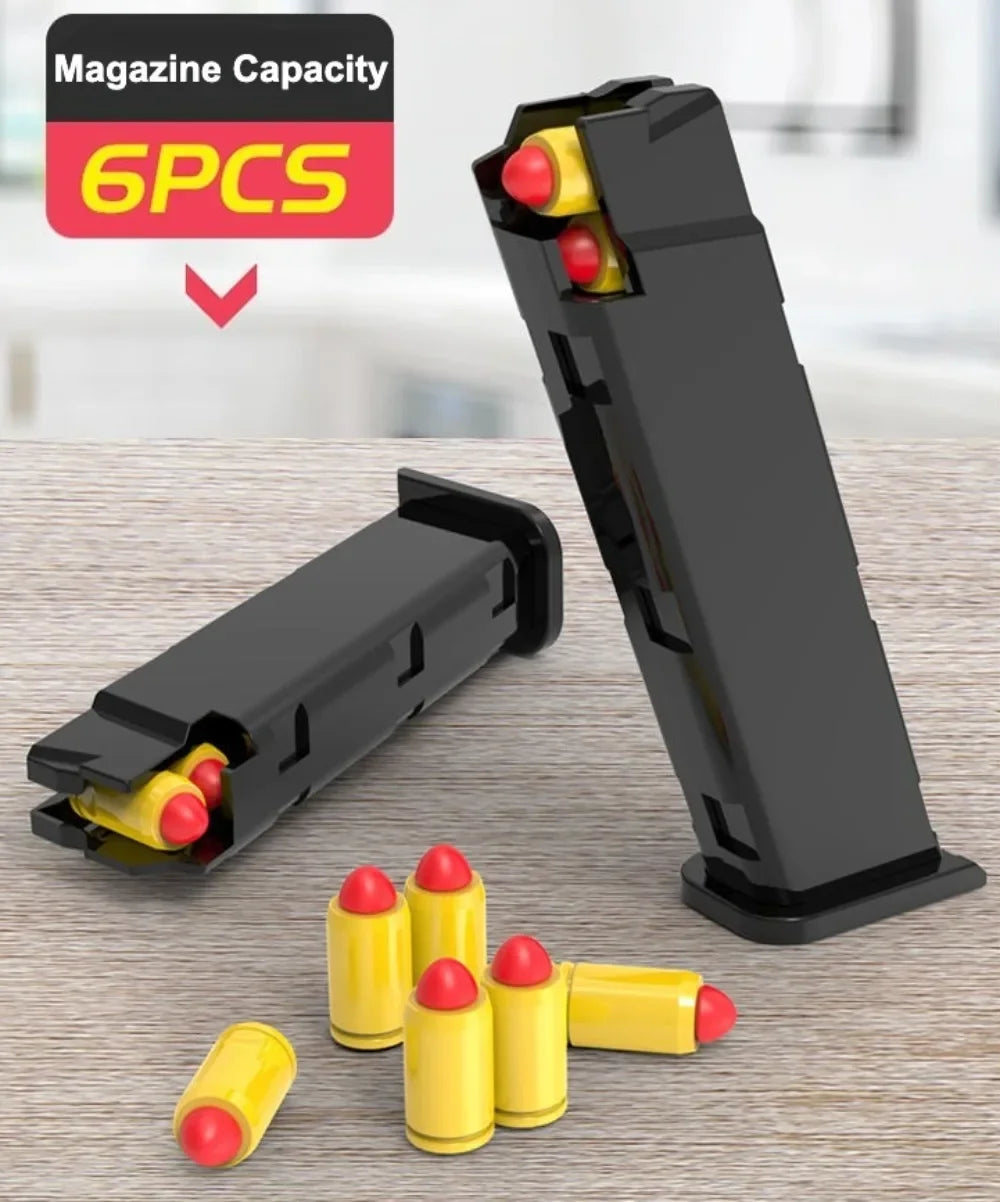 Mechanical G17 Soft Bullet Toy Gun Shell Throwing Continuous Firing Launcher Model Outdoor Sports Shooting Games for Children