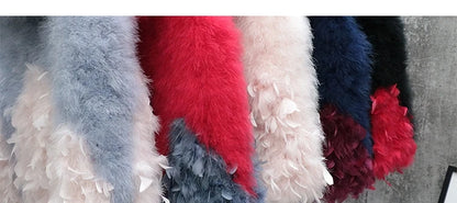 New Turkey feather waistcoat with hat and big swing, medium and long fur coat can be customized