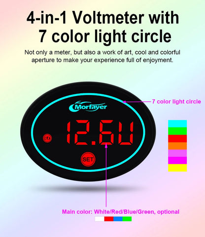 New Model Fashion Multi-functional  4-in-1 Motorcycle Touch Screen Voltmeter TIME TEMPERATURE With RGB