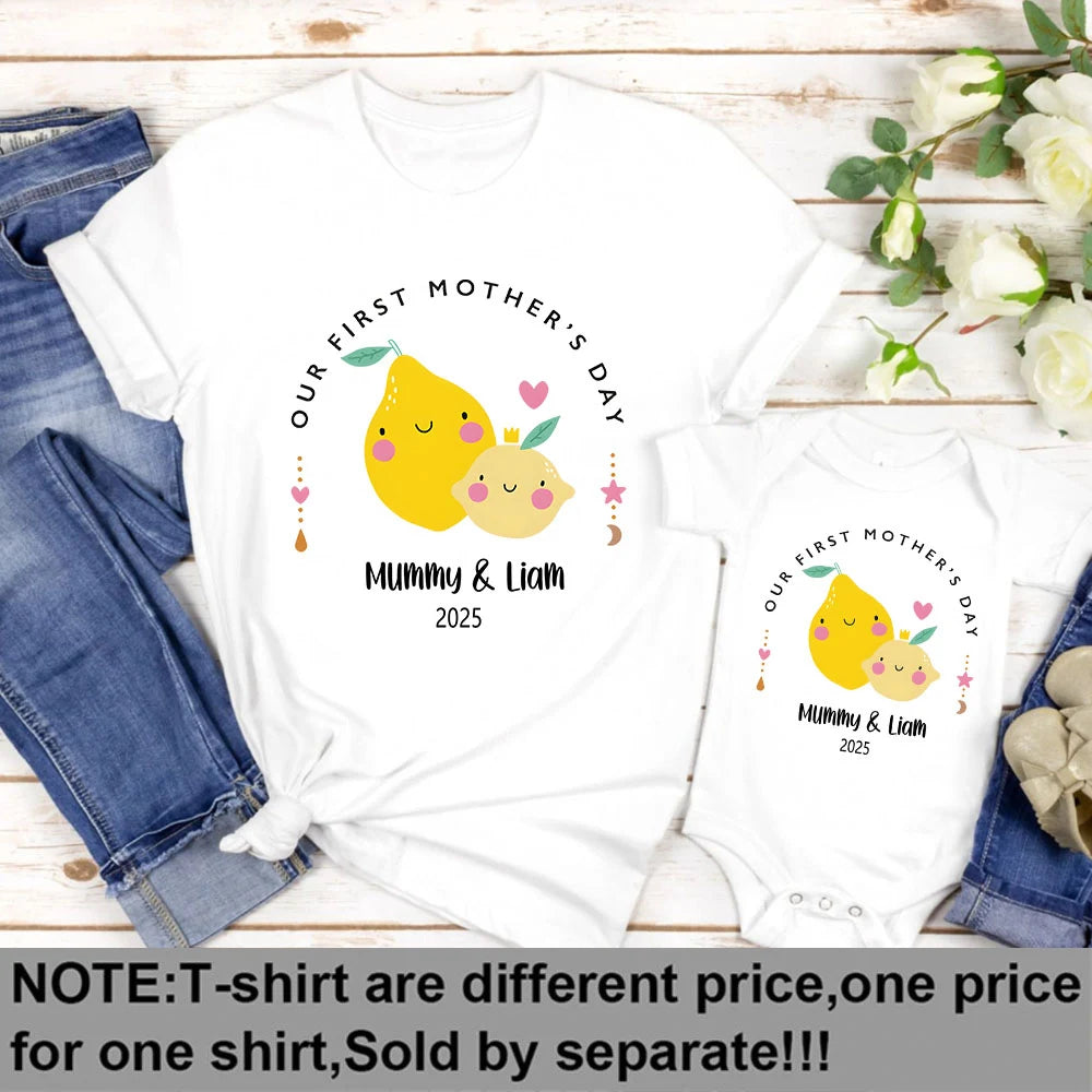 Personalised Matching Our First Mother's Day T-shirt Funny Mummy and Baby Gift Mama and Me Tee 1st Mothers Day Gifts