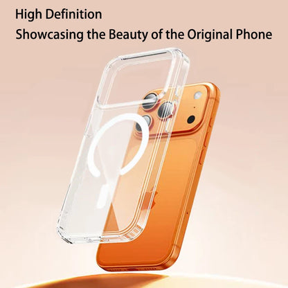 Magnetic Phone Case For iPhone 17 16 15 14 13 12 11 Pro Max Plus for Magsafe Wireless Charging Transparent Shockproof Back Cover