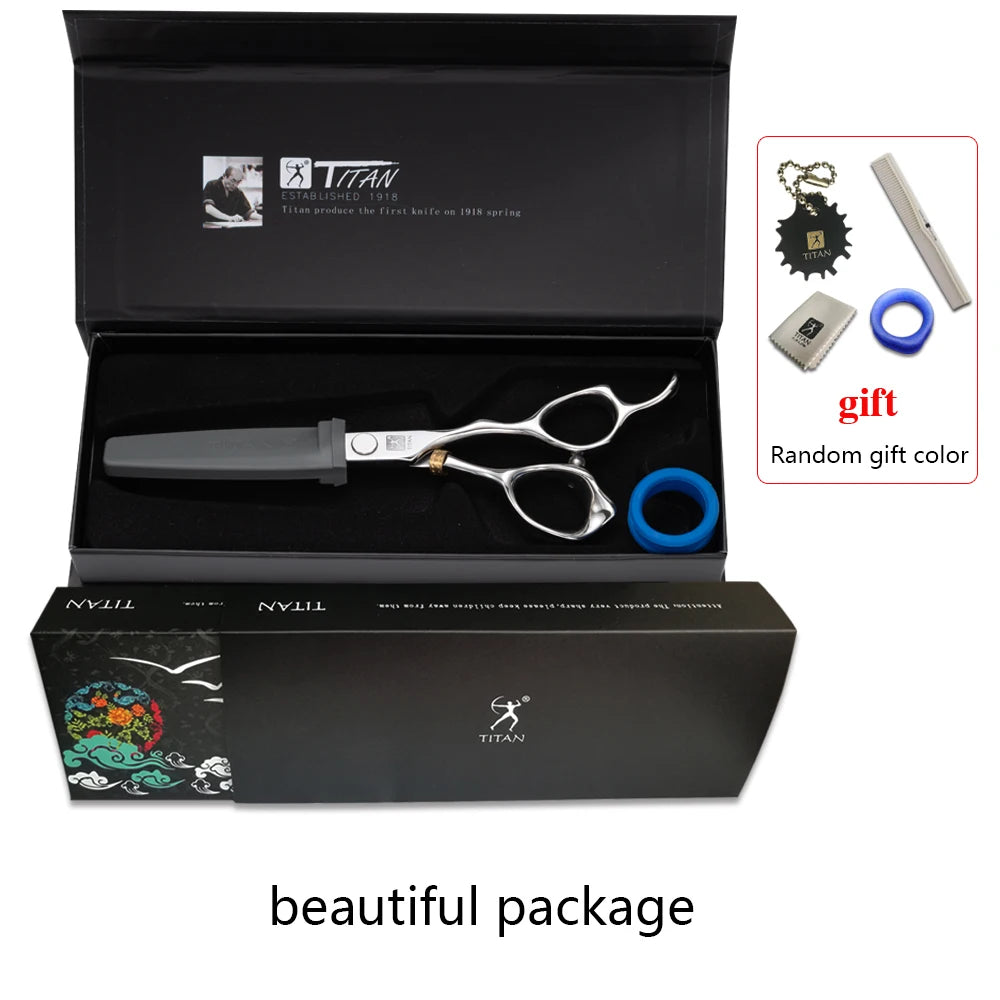 TITAN Professional Laser Wire Hair Scissors Haircut Scissor Cut Barber Cutting Shears Hairdresser Scissors JP 440C Steel 6 Inch