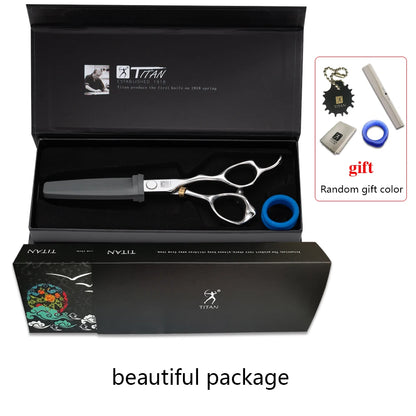 TITAN Professional Laser Wire Hair Scissors Haircut Scissor Cut Barber Cutting Shears Hairdresser Scissors JP 440C Steel 6 Inch