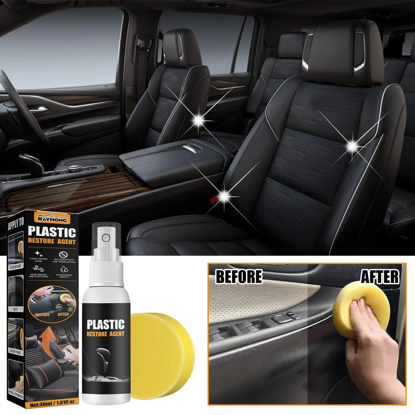 Car Plastic Restorer Back To Black Gloss Plastic Renovator Longlasting Coating Leather Restore Auto Polish Cleaning Products