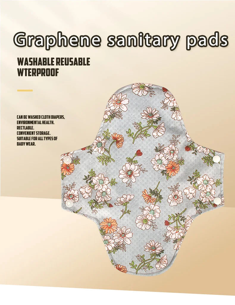 BIAI 5PCS Anti-slip Graphene Sanitary Pads With Wet Bag Reusable Care Pads Breathable Maternity Menstrual Pads For Women 20*23CM