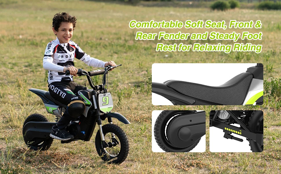RCB KIDS Kids Electric Motorcycle R9X PRO 350W 36V Ride-On Toy, 3 Speed 25km/h, 16km Range, LED Light, Rechargeable, 6+, Max 80kg