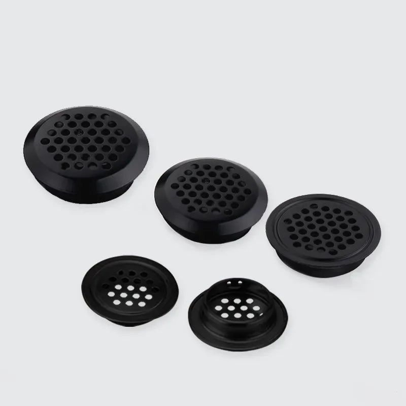 10pcs Round Cabinet Air Duct Vent Dia.19-53mm Stainless Steel Louver Mesh Hole Plug Decoration Cover Wardrobe Grille Ventilation