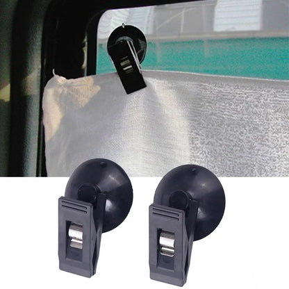 1PCS Car Interior Window Clip Mount Black Suction Cap Clip Plastic Sucker Removable Holder For Sunshade Curtain Towel Ticket