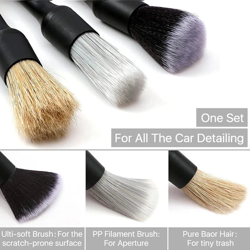 Car Detailing Brushes Kit Automotive Interior Dust Washing Brush Vehicle Microfiber Sweeping Brush Car Wheel Hole Cleaning Tools