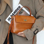 Genuine Leather Top Handle Crossbody Bag for Women Vintage Oil Wax Leather Shoulder Bag Small Luxury Designer Satchel Handbag