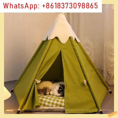 Pet Teepee Tent for Small Dogs or Cats Puppy Sweet Bed w/Thick Plush Pad Washable Dog or Cat Houses