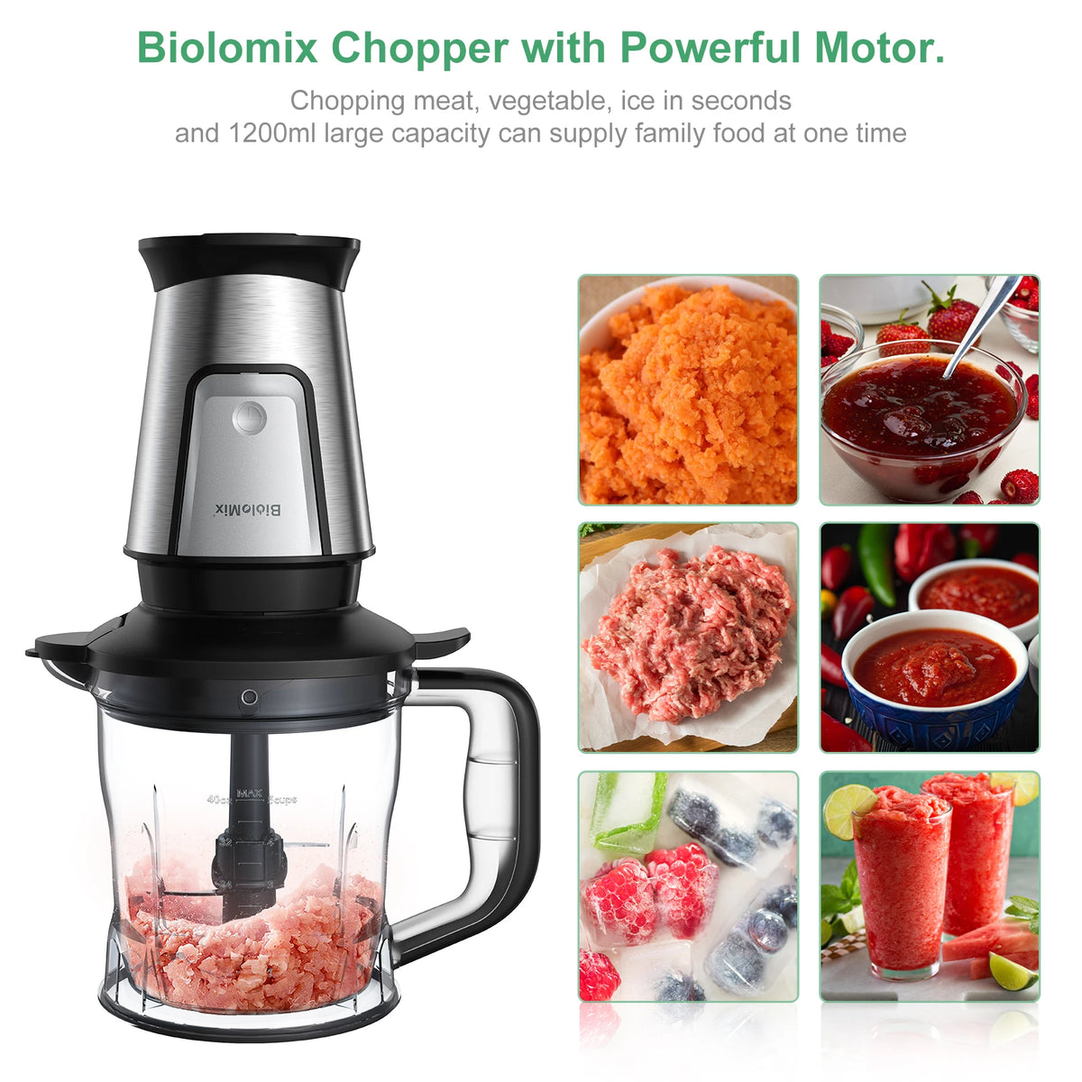 BioloMix 700W Compact Kitchen Blender 3-in-1 Juicer Food Processor and Dry Grinder Perfect for Making Fresh Juices Dips