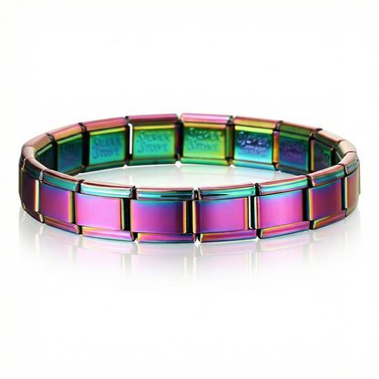 GEMOSA 9mm Width Italian Charm Bracelet Fashion Stainless Steel Bangle Elastic Link Chain High Quality Factory DIY