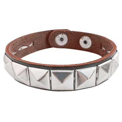 Punk Hip-hop Single Row Square Rivet Bangles Fashion Rock Opening Adjustable Couple Wristband for Women Men Jewelry Accessories