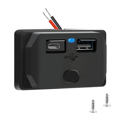 PD QC3.0 Car Charger Socket Quick Charge 12V/24V For Motorcycle Auto Truck ATV RV Bus Dual USB Power Adapter Outlet LED Light