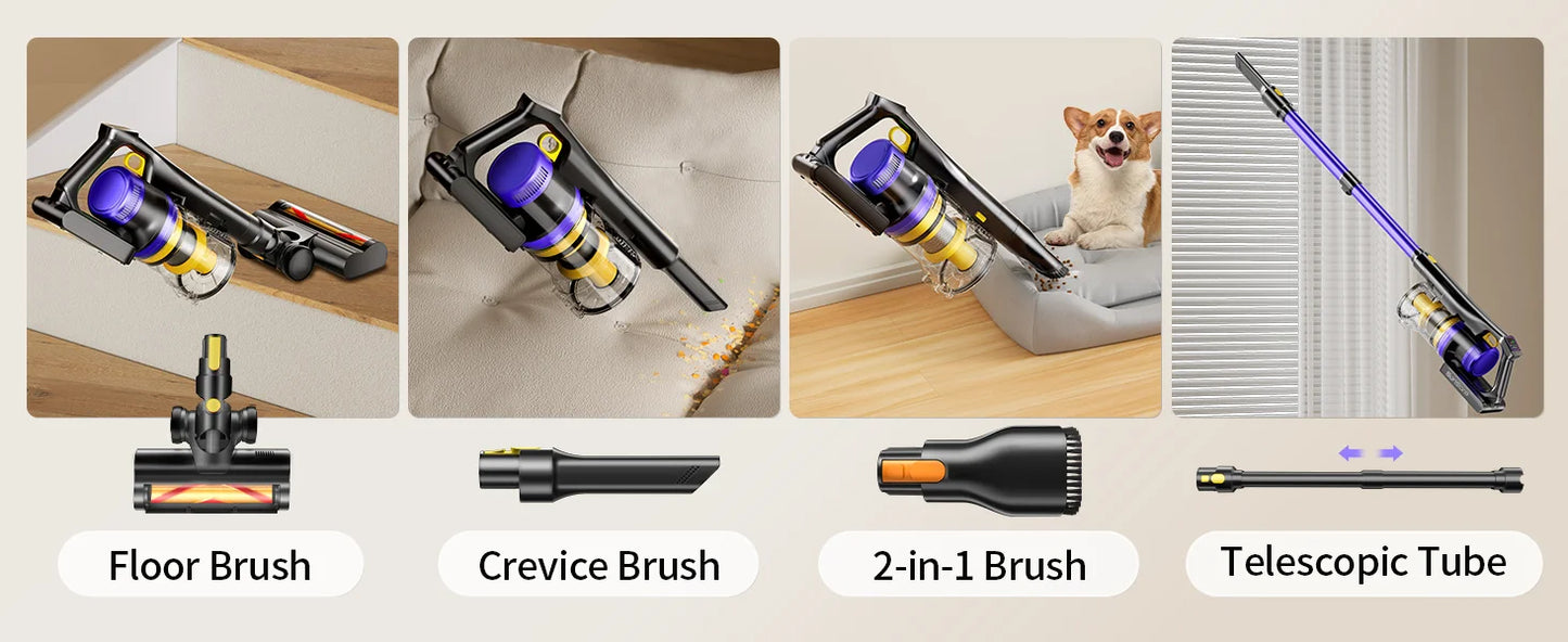 Laresar X11 Cordless Vacuum Cleaner 550W 55KPA Suction Power  Handheld Smart Home Dust Cup 60 Mins Runtime 3 Pcs Hepa Filte Set