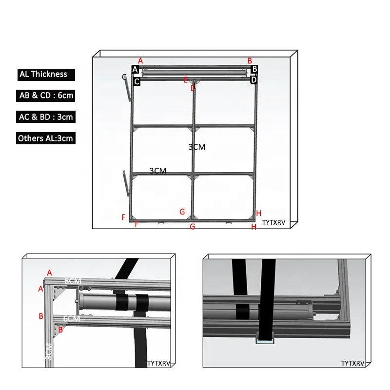 Caravan 12V/24V/220V Adjustable Bed Lift System Aluminum, RV Campervan Bed Lift, Motorhome Accessories, Customisable Dimensions