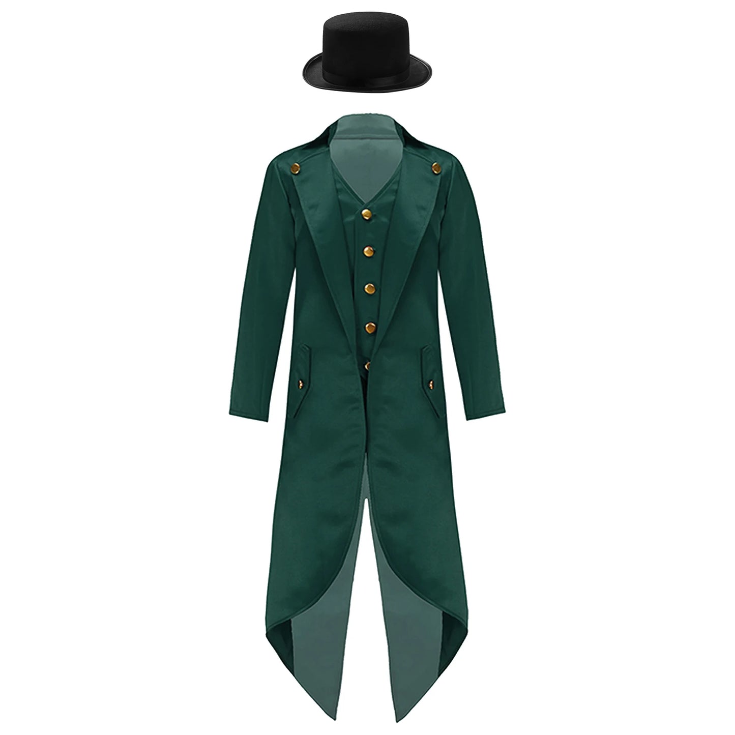 Kids Boys Vintage Steampunk Tailcoat Jacket Halloween Costume Gothic Medieval Clothes Court Uniform Magician Ringmaster Cosplay